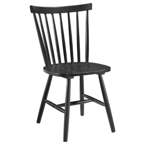 English Elm Hayward Spindle Back Solid Hardwood Dining Chairs Matte Black Farmhouse Set of Two B2777P536463