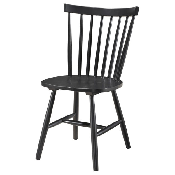 English Elm Hayward Spindle Back Solid Hardwood Dining Chairs Matte Black Farmhouse Set of Two B2777P536463