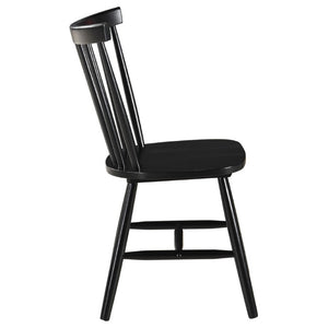 English Elm Hayward Spindle Back Solid Hardwood Dining Chairs Matte Black Farmhouse Set of Two B2777P536463