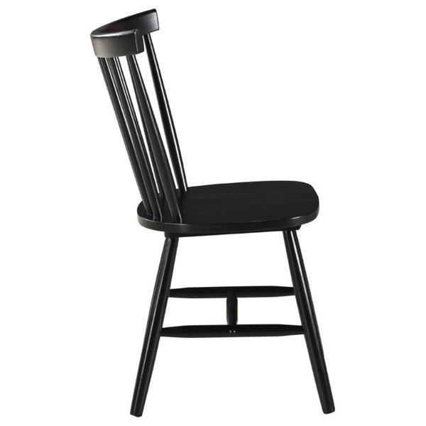 English Elm Hayward Spindle Back Solid Hardwood Dining Chairs Matte Black Farmhouse Set of Two B2777P536463