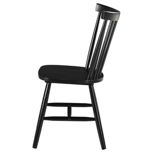 English Elm Hayward Spindle Back Solid Hardwood Dining Chairs Matte Black Farmhouse Set of Two B2777P536463