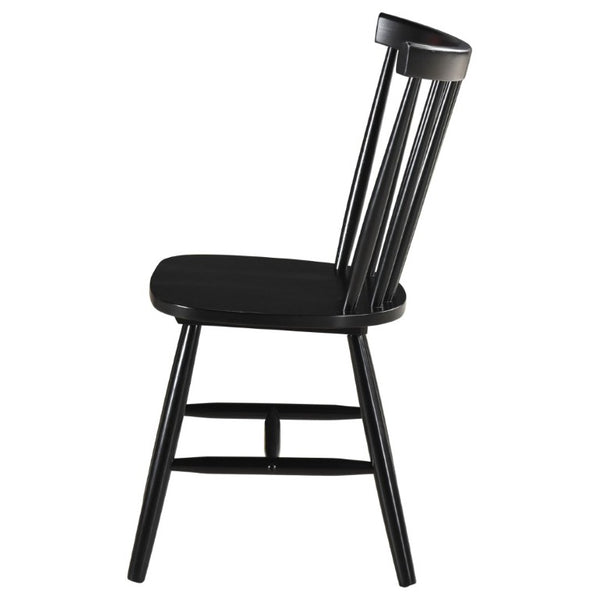 English Elm Hayward Spindle Back Solid Hardwood Dining Chairs Matte Black Farmhouse Set of Two B2777P536463