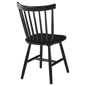 English Elm Hayward Spindle Back Solid Hardwood Dining Chairs Matte Black Farmhouse Set of Two B2777P536463