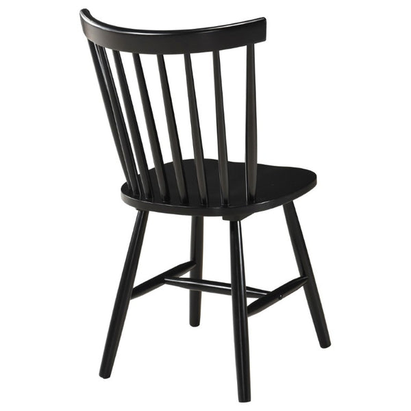 English Elm Hayward Spindle Back Solid Hardwood Dining Chairs Matte Black Farmhouse Set of Two B2777P536463