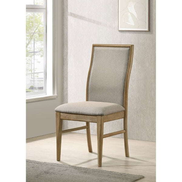 English Elm Dreydon Upholstered Dining Chairs Set of Two Rubberwood Frame Barley Fabric Seats B2777P536466