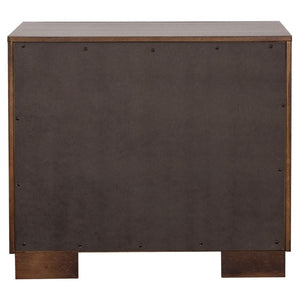 English Elm Polk Two Drawer Wood Nightstand with Deep Finish and Silver Bar Pulls for Bedroom B2777P536468