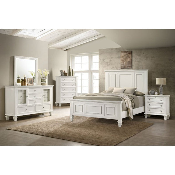 English Elm Cream Hardwood Three Drawer Nightstand with Pull Tray Cottage Farmhouse Bedroom Storage B2777P536469