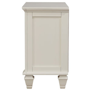 English Elm Cream Hardwood Three Drawer Nightstand with Pull Tray Cottage Farmhouse Bedroom Storage B2777P536469