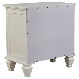 English Elm Cream Hardwood Three Drawer Nightstand with Pull Tray Cottage Farmhouse Bedroom Storage B2777P536469