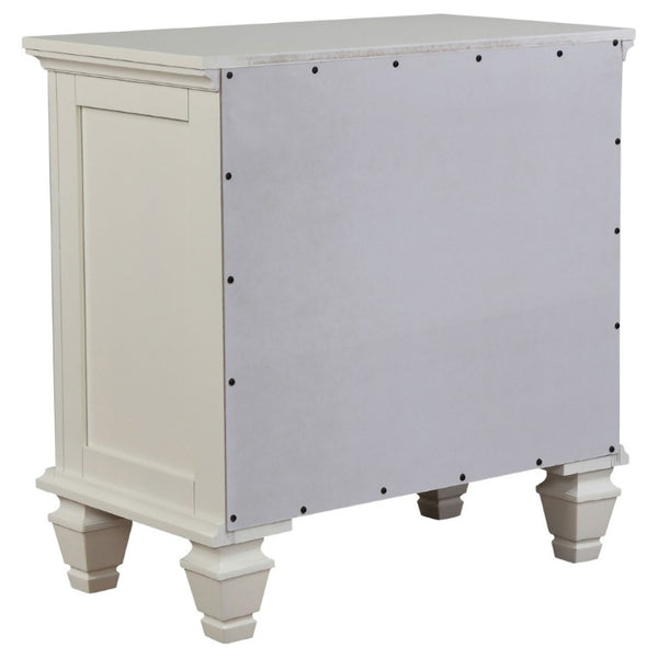 English Elm Cream Hardwood Three Drawer Nightstand with Pull Tray Cottage Farmhouse Bedroom Storage B2777P536469