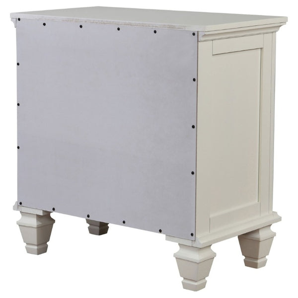 English Elm Cream Hardwood Three Drawer Nightstand with Pull Tray Cottage Farmhouse Bedroom Storage B2777P536469