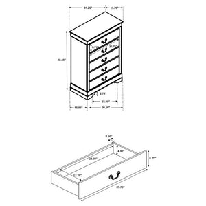 English Elm Janson Cappuccino Tall 5 Drawer Chest with Dovetail Construction for Classic Bedrooms B2777P536472