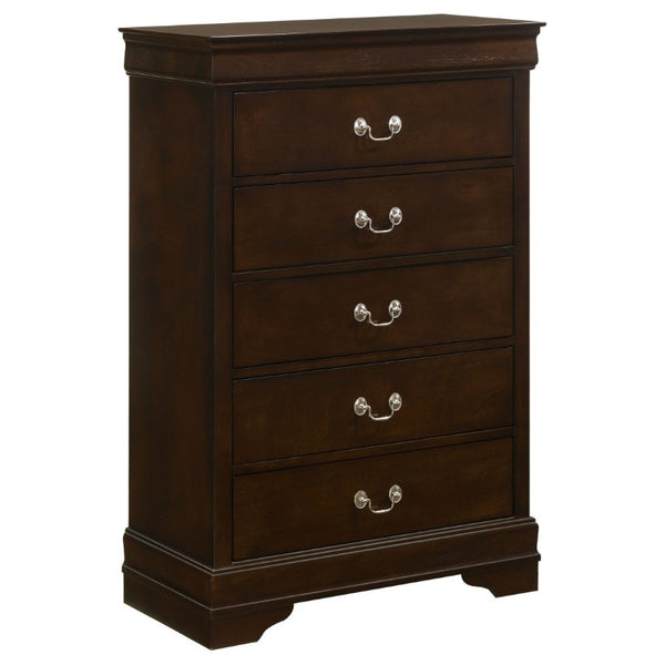 English Elm Janson Cappuccino Tall 5 Drawer Chest with Dovetail Construction for Classic Bedrooms B2777P536472