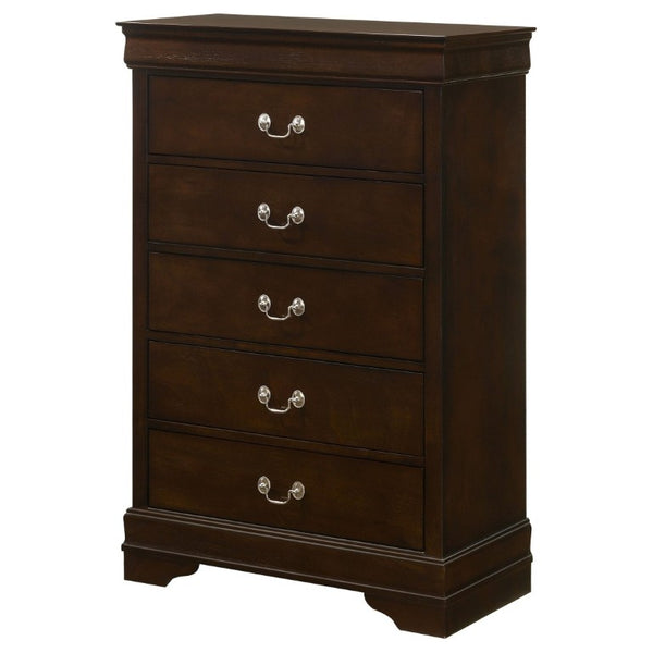 English Elm Janson Cappuccino Tall 5 Drawer Chest with Dovetail Construction for Classic Bedrooms B2777P536472