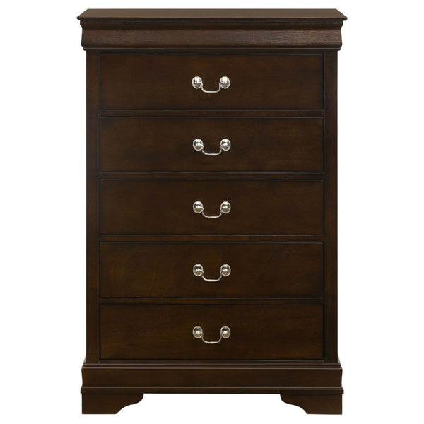 English Elm Janson Cappuccino Tall 5 Drawer Chest with Dovetail Construction for Classic Bedrooms B2777P536472