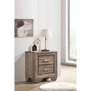 English Elm Tomasina Two Drawer Nightstand Washed Neutral Finish Farmhouse Bedroom Storage Taupe B2777P536473