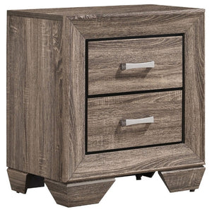 English Elm Tomasina Two Drawer Nightstand Washed Neutral Finish Farmhouse Bedroom Storage Taupe B2777P536473