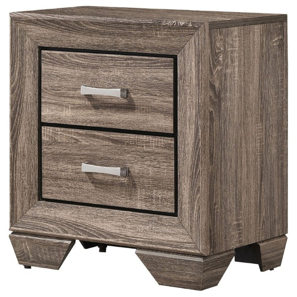 English Elm Tomasina Two Drawer Nightstand Washed Neutral Finish Farmhouse Bedroom Storage Taupe B2777P536473