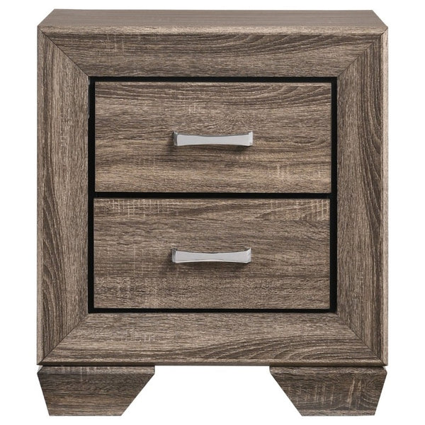 English Elm Tomasina Two Drawer Nightstand Washed Neutral Finish Farmhouse Bedroom Storage Taupe B2777P536473