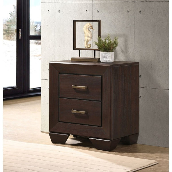 English Elm Tomasina Two Drawer Nightstand Washed Neutral Finish Farmhouse Bedroom Storage Dark Brown B2777P536474