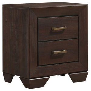 English Elm Tomasina Two Drawer Nightstand Washed Neutral Finish Farmhouse Bedroom Storage Dark Brown B2777P536474