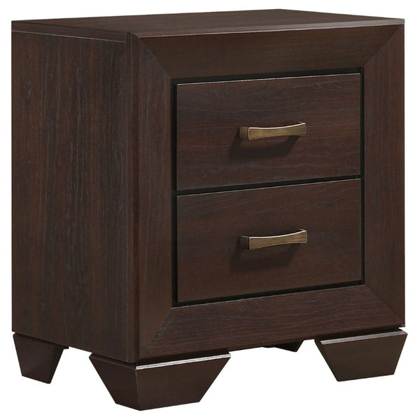 English Elm Tomasina Two Drawer Nightstand Washed Neutral Finish Farmhouse Bedroom Storage Dark Brown B2777P536474