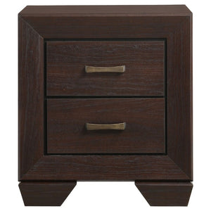 English Elm Tomasina Two Drawer Nightstand Washed Neutral Finish Farmhouse Bedroom Storage Dark Brown B2777P536474