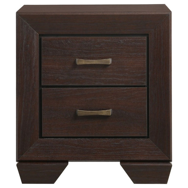 English Elm Tomasina Two Drawer Nightstand Washed Neutral Finish Farmhouse Bedroom Storage Dark Brown B2777P536474