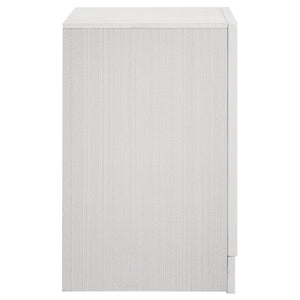 English Elm White Glam Nightstand with Rhinestone Pulls Hidden Jewelry Tray and Two Drawers B2777P536475