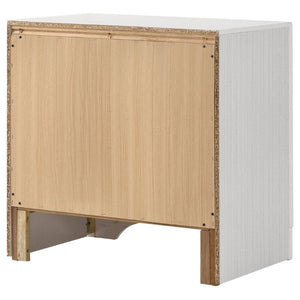 English Elm White Glam Nightstand with Rhinestone Pulls Hidden Jewelry Tray and Two Drawers B2777P536475
