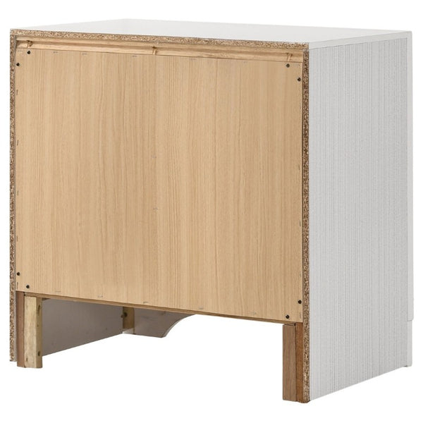 English Elm White Glam Nightstand with Rhinestone Pulls Hidden Jewelry Tray and Two Drawers B2777P536475