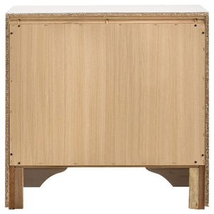 English Elm White Glam Nightstand with Rhinestone Pulls Hidden Jewelry Tray and Two Drawers B2777P536475