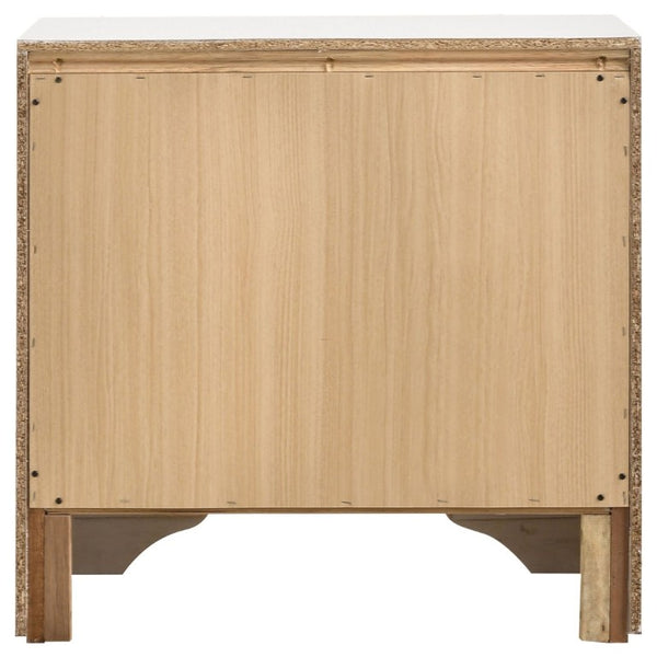 English Elm White Glam Nightstand with Rhinestone Pulls Hidden Jewelry Tray and Two Drawers B2777P536475
