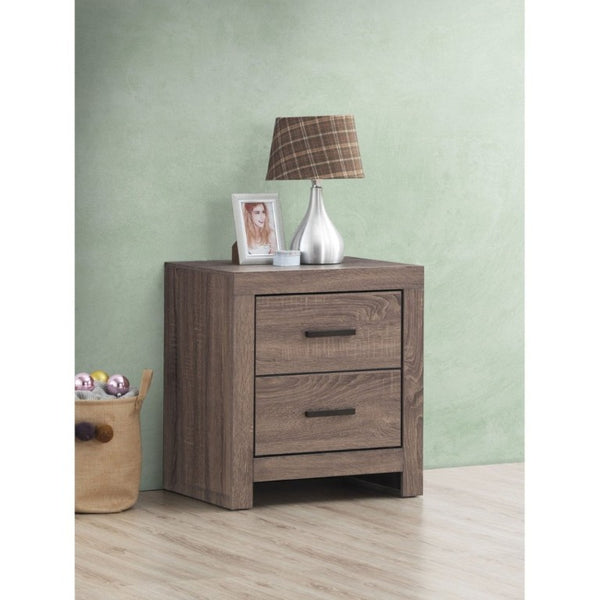 English Elm Brantford Two Drawer Nightstand Warm Wood Grain Finish with Bronze Hardware Bedroom Oak B2777P536477