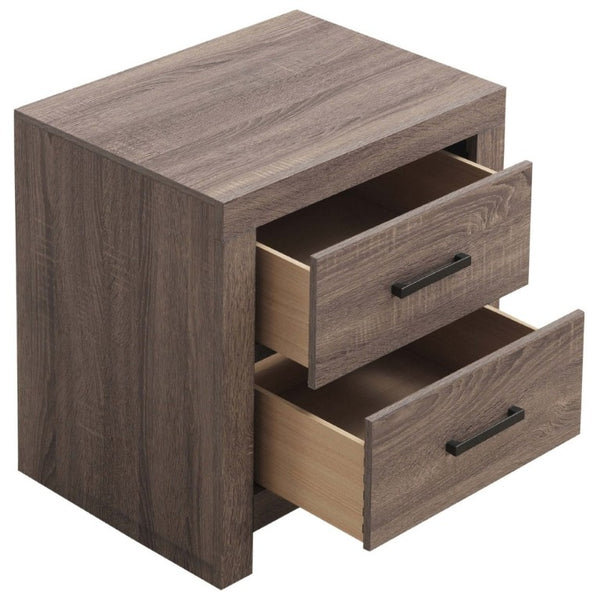 English Elm Brantford Two Drawer Nightstand Warm Wood Grain Finish with Bronze Hardware Bedroom Oak B2777P536477