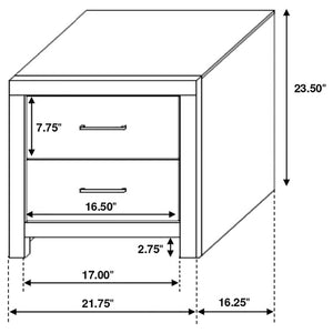 English Elm Brantford Two Drawer Nightstand Warm Wood Grain Finish with Bronze Hardware Bedroom Oak B2777P536477