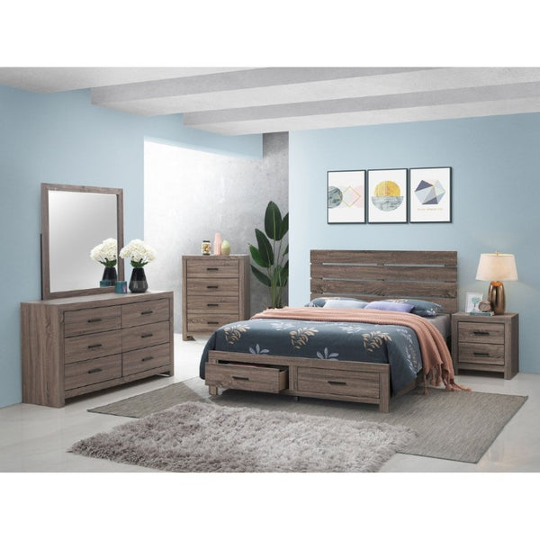 English Elm Brantford Two Drawer Nightstand Warm Wood Grain Finish with Bronze Hardware Bedroom Oak B2777P536477