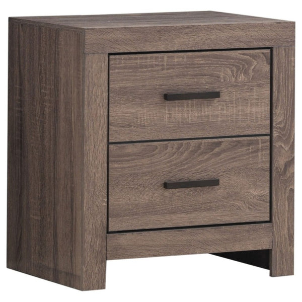 English Elm Brantford Two Drawer Nightstand Warm Wood Grain Finish with Bronze Hardware Bedroom Oak B2777P536477