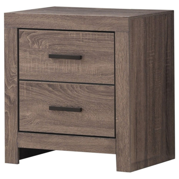 English Elm Brantford Two Drawer Nightstand Warm Wood Grain Finish with Bronze Hardware Bedroom Oak B2777P536477
