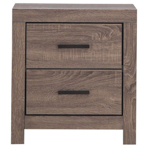 English Elm Brantford Two Drawer Nightstand Warm Wood Grain Finish with Bronze Hardware Bedroom Oak B2777P536477