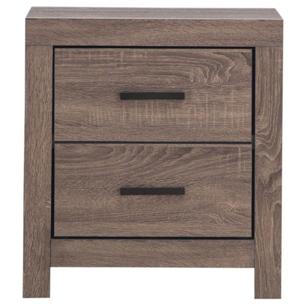 English Elm Brantford Two Drawer Nightstand Warm Wood Grain Finish with Bronze Hardware Bedroom Oak B2777P536477
