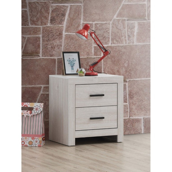 English Elm Brantford Two Drawer Nightstand Warm Wood Grain Finish with Bronze Hardware Bedroom White B2777P536478