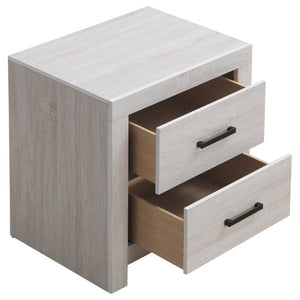 English Elm Brantford Two Drawer Nightstand Warm Wood Grain Finish with Bronze Hardware Bedroom White B2777P536478