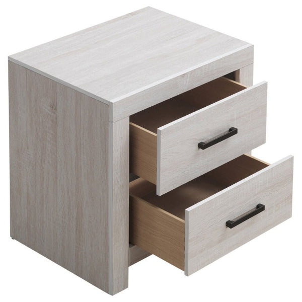 English Elm Brantford Two Drawer Nightstand Warm Wood Grain Finish with Bronze Hardware Bedroom White B2777P536478