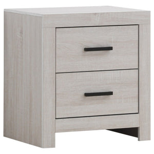 English Elm Brantford Two Drawer Nightstand Warm Wood Grain Finish with Bronze Hardware Bedroom White B2777P536478