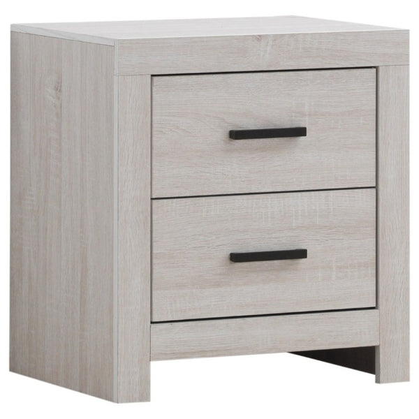 English Elm Brantford Two Drawer Nightstand Warm Wood Grain Finish with Bronze Hardware Bedroom White B2777P536478