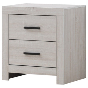English Elm Brantford Two Drawer Nightstand Warm Wood Grain Finish with Bronze Hardware Bedroom White B2777P536478