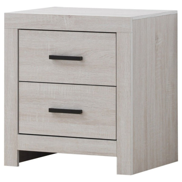 English Elm Brantford Two Drawer Nightstand Warm Wood Grain Finish with Bronze Hardware Bedroom White B2777P536478