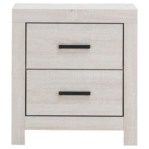 English Elm Brantford Two Drawer Nightstand Warm Wood Grain Finish with Bronze Hardware Bedroom White B2777P536478