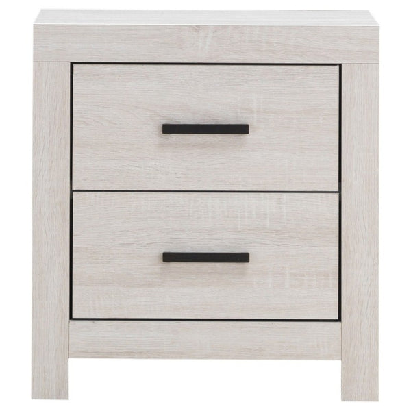 English Elm Brantford Two Drawer Nightstand Warm Wood Grain Finish with Bronze Hardware Bedroom White B2777P536478